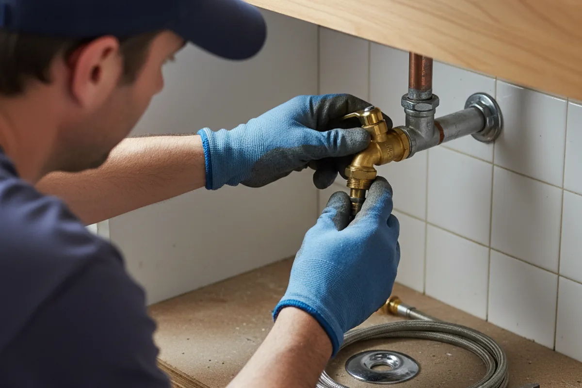 Shutoff valve and fitting work during Faucet and Fixture Repair in Korbel